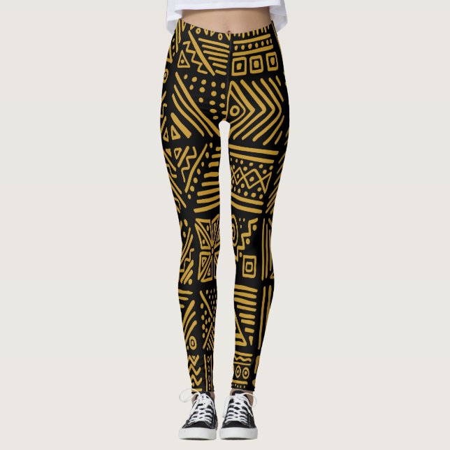 Leggings Choque africano: etnia tribal sin costuras. (Anverso)
