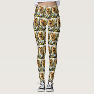 Leggings Chow Chow con huevos de Pascua Holiday