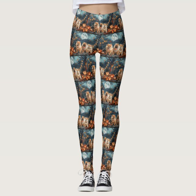 Leggings Chow Chow Halloween Espeluznante (Anverso)