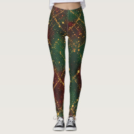 Leggings Christmas, Merry Christmas,Luxury Gold Red Green