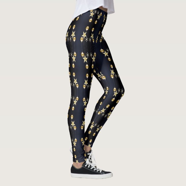 Leggings Christmas Party Golden Ornaments Navy Blue (Derecha)