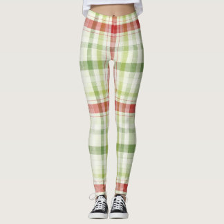 Leggings Christmas Plaid In Red and Green