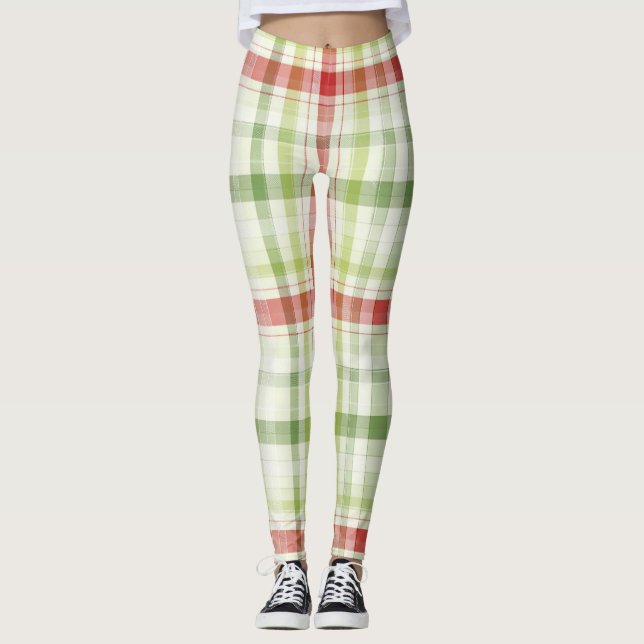 Leggings Christmas Plaid In Red and Green (Anverso)