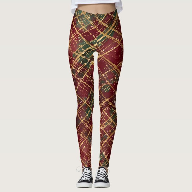 Leggings Christmas, Red Gold Green ,White Merry Christmas (Anverso)