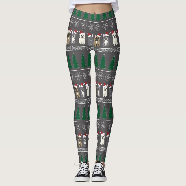 Leggings Christmas Snowflakes, Santa Dog, Tree (Anverso)