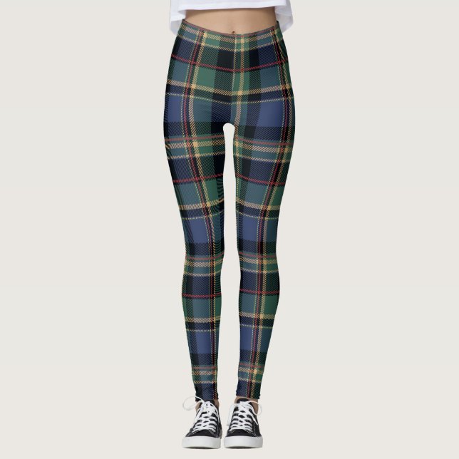 Leggings Christmas Tartan Navy Blue Green ID1141B (Anverso)