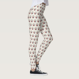 Leggings Christmas White Red Flowers Holidays Elegant