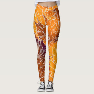 Leggings Chrysanthemum japonés: Patrulla acuarela sin mar