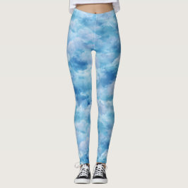 Leggings Cielo abstracto de niebla azul con acuarela suave