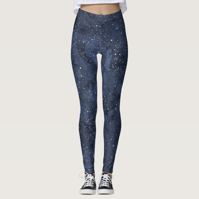 Leggings Cielo acuático nocturno estrellado (Anverso)