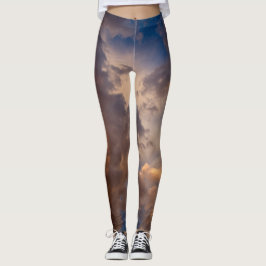 Leggings CIELO AZUL IMPRESO de las polainas CON las NUBES