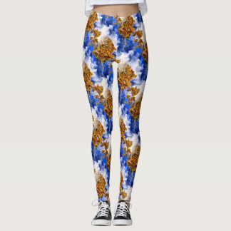 Leggings Cielo Azul Y Nubes Resumen Patrón De Arte