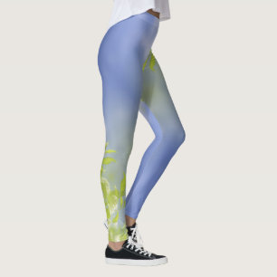 Leggings Cielo de flores de flores de cerezo de aves