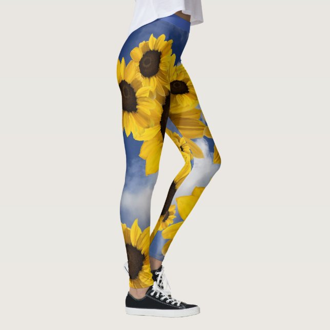 Leggings Cielo de girasol amarillo brillante y azul (Derecha)