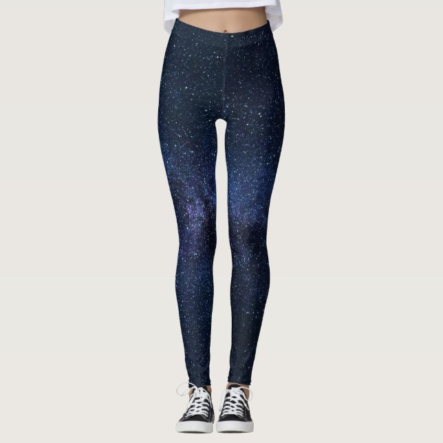 Leggings Cielo estelar de noche azul uso activo yoga (Anverso)