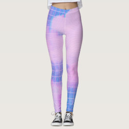 Leggings Cielo Estético Azul Y Nubes Rosa