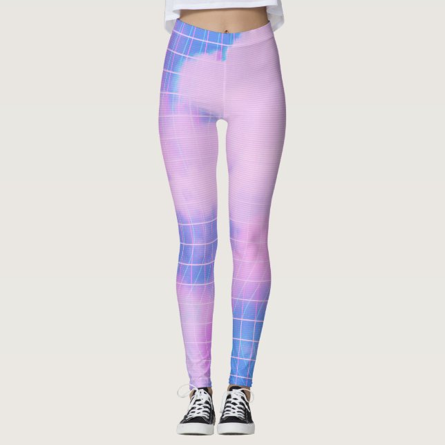 Leggings Cielo Estético Azul Y Nubes Rosa (Anverso)