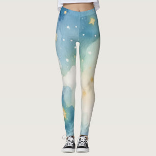 Leggings Cielo estrellado azul acuarela
