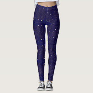 Leggings Cielo nocturno de la marina adornado con diseño ge