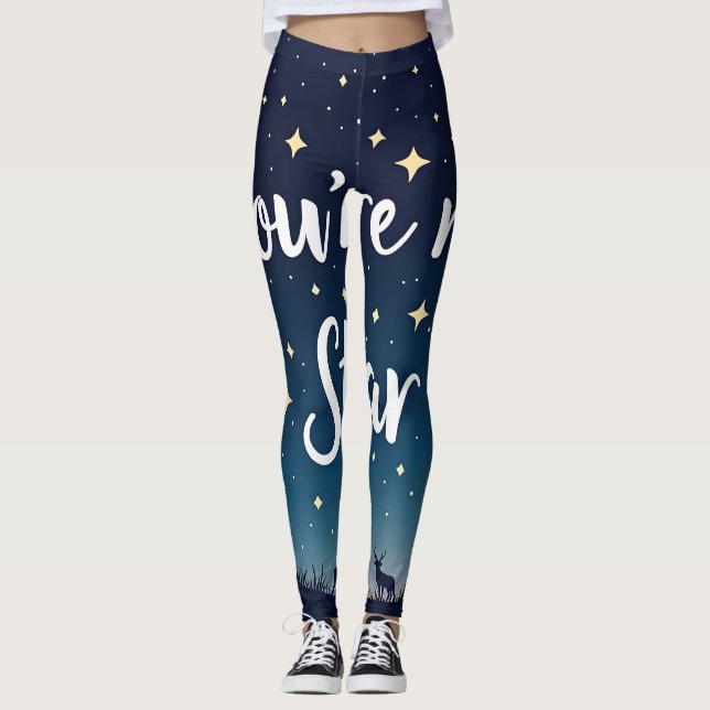 Leggings Cielo nocturno estrellado con "Eres mi estrella" e (Anverso)