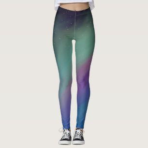 Leggings Cielo Nocturno Luces del Norte Verde Púrpura Azul
