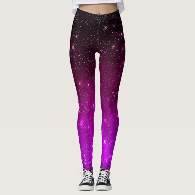 Leggings Cielo nocturno rosa Starry colorido (Anverso)