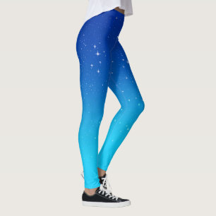 Leggings Cielo ondulado con estrellas, azul y turquesa