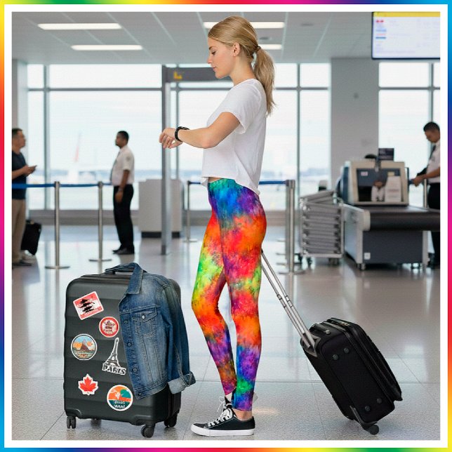 Leggings [Cielo y Fuego] Corbata teñida de arcoíris brillan (Travel in comfort. )