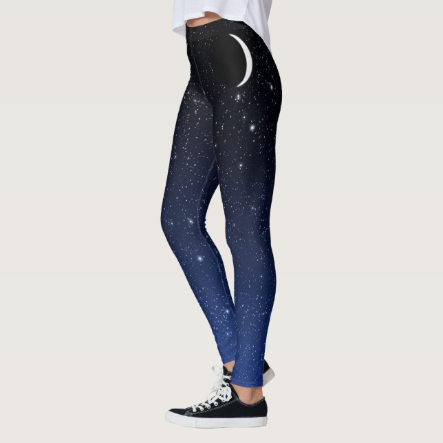 Leggings Cielo y luna estrellados del creciente, azul (Izquierda)