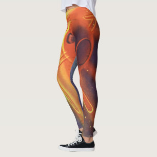 Leggings Ciencia ficción vintage, cohete brillante en el es