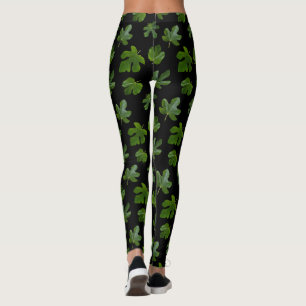 Leggings Cierre de hoja verde aislado en fondo negro