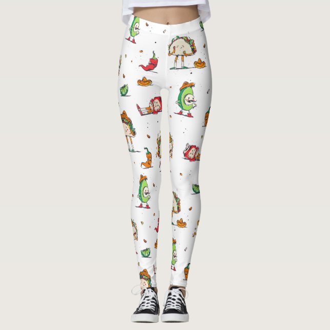 Leggings cinco de mayo tacos kawaii mexicano (Anverso)