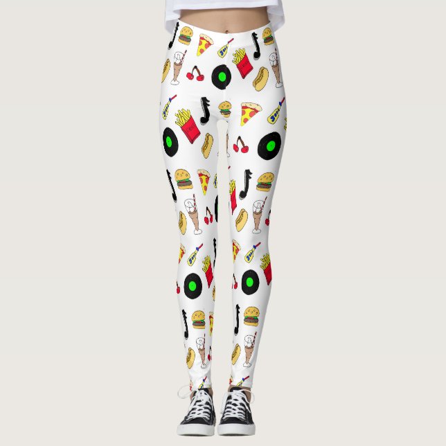Leggings Cincuenta gráficos con batidos, retro de perros ca (Anverso)