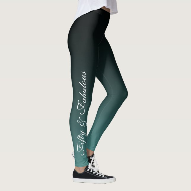 Leggings Cincuenta y blanco fabuloso en cumpleaños verde (Derecha)