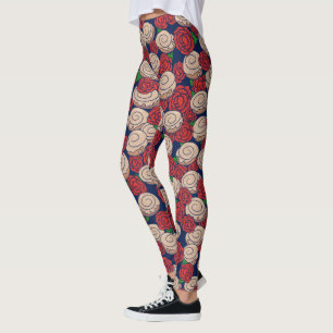 Leggings Cinnamon Roll Lovers Rosas Humor de cocina floral