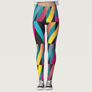 Leggings Cinta Abstracta: Vintage Geométrica Colorida.