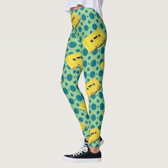 Leggings Cinta Cassette amarillo de arte pop (Izquierda)