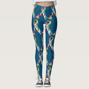 Leggings Cinta de autismo del rompecabezas azul