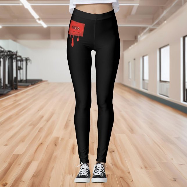 Leggings Cinta de casete de corazón rojo (Subido por el creador)