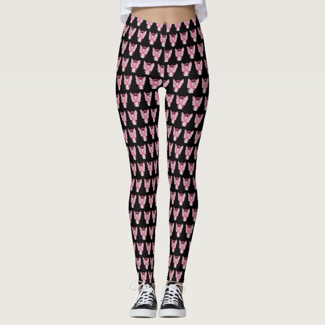 Leggings Cinta de concientización rosa Angel Personalizados (Anverso)