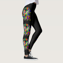 Leggings Cinta De Rompecabezas Con Alas