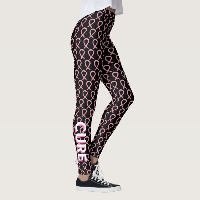 Leggings Cinta de Sensibilización Rosa: Piernas de cáncer d (Derecha)