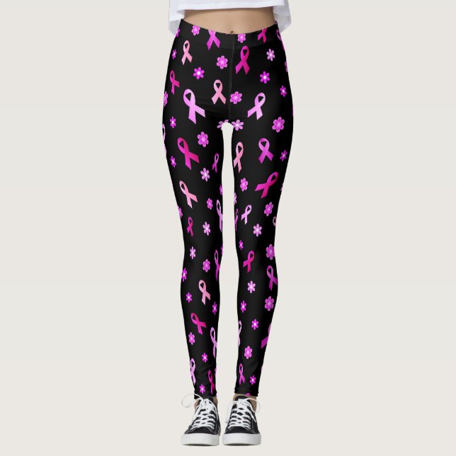 Leggings Cinta del rosa del cáncer de pecho (Anverso)