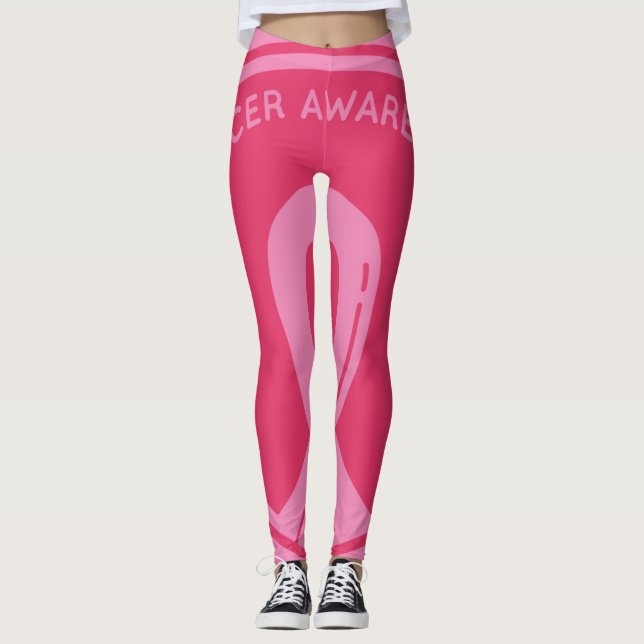 Leggings Cinta rosa Conciencia sobre el cáncer de mama (Anverso)