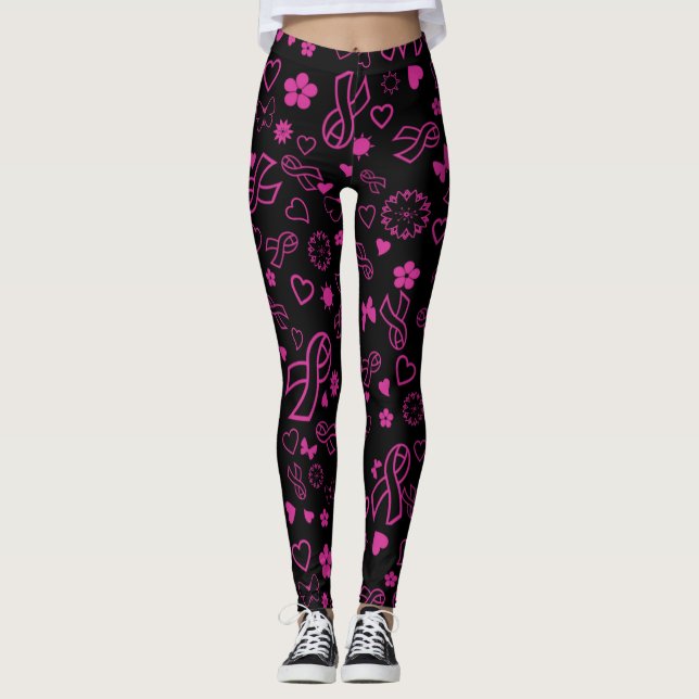 Leggings Cinta rosa de varias impresiones... Cáncer de mama (Anverso)