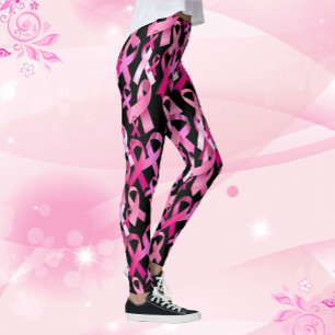 Leggings Cinta rosada Toss Cáncer de Mama Sobreviviente Neg