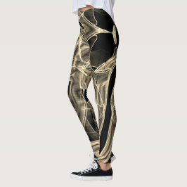 Leggings Cintas curvadas beige que golpean las líneas graba