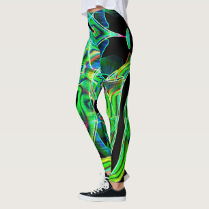 Leggings Cintas curvadas verdes, resaltadas por el grabado 