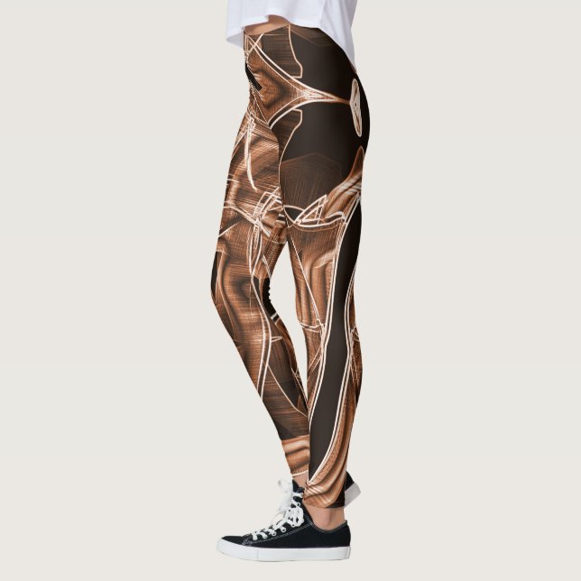 Leggings Cintas curvas marrones, resaltadas en relieve, se  (Izquierda)