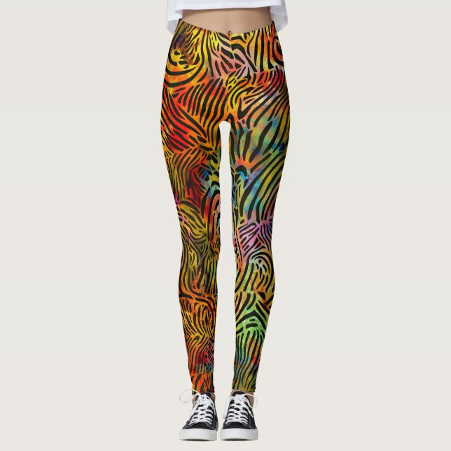 Leggings Cintas de cebra multicolores (Anverso)